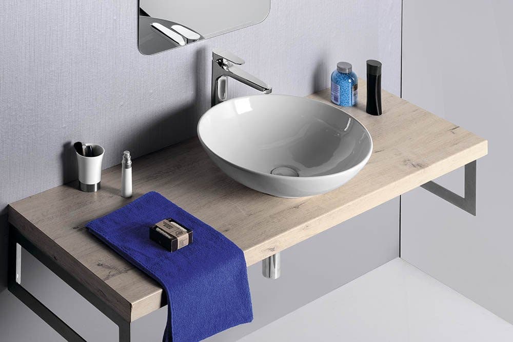 DIMP umywalka ceramiczna nablatowa, Ø 46cm, biały