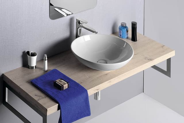 DIMP umywalka ceramiczna nablatowa, Ø 46cm, biały