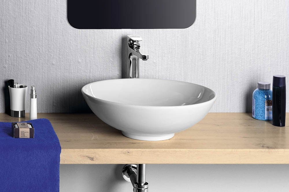 DIMP umywalka ceramiczna nablatowa, Ø 46cm, biały