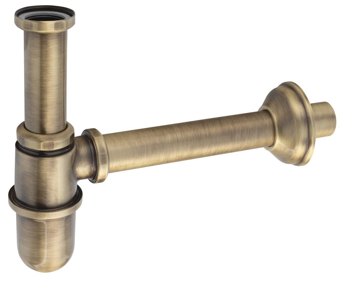 RETRO Syfon umywalkowy 5/4&quot;, odpływ 32mm, brąz