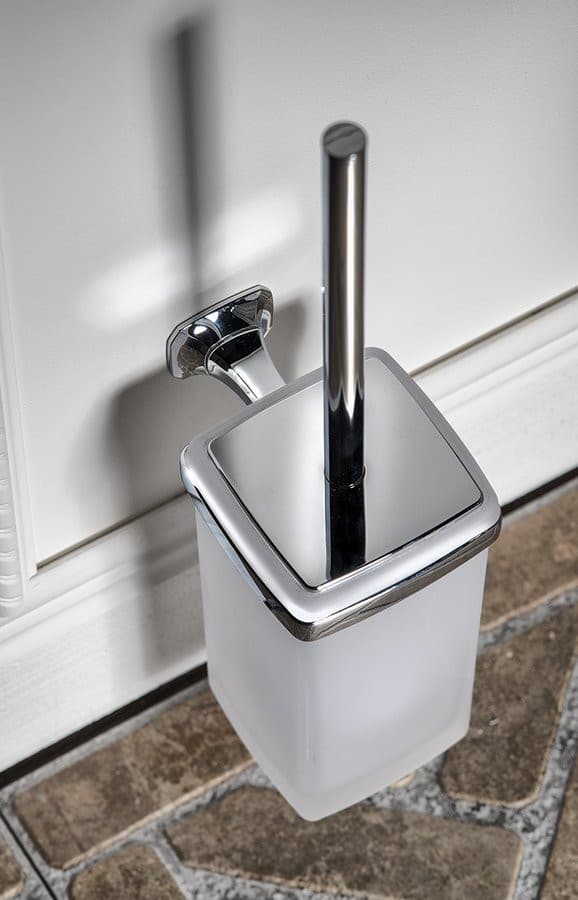 AIDA szczotka WC wisząca, szkło mleczne, chrom