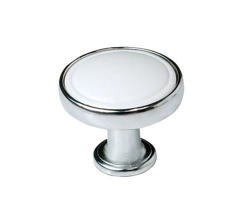 Metalowy uchwyt, Ø 30mm, chrom/biały
