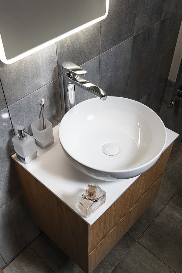 RONDANE umywalka ceramiczna nablatowa Ø 41 cm, biała