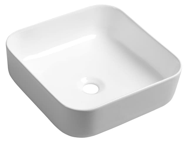PRATA umywalka ceramiczna nablatowa 39,5x39,5 cm, biała