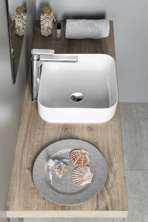 PRATA umywalka ceramiczna nablatowa 39,5x39,5 cm, biała