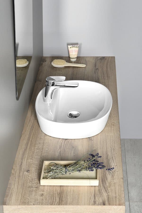 LUGANO umywalka ceramiczna nablatowa Ø 40 cm, biała