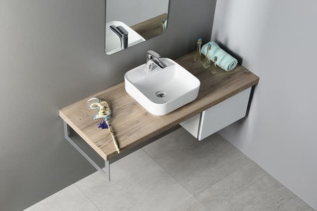 MOLVENO umywalka ceramiczna nablatowa 39,5x39,5 cm, biała