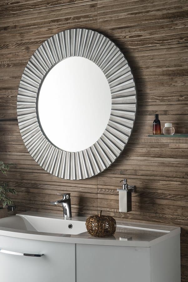 PRIDE okrągłe lustro ramie średnica 90cm, srebro
