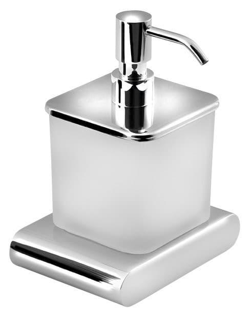 FLORI dozownik do mydła 300ml, szkło mleczne, chrom