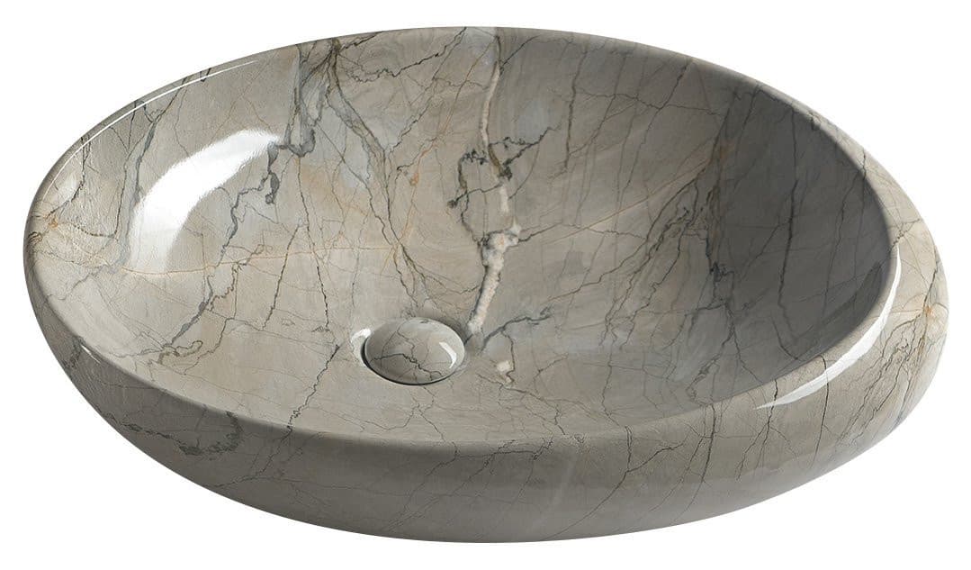 DALMA umywalka ceramiczna nablatowa 68x44 cm, grigio