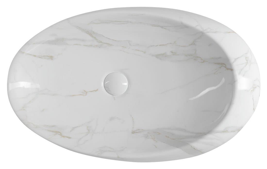 DALMA umywalka ceramiczna nablatowa 68x44 cm, carrara