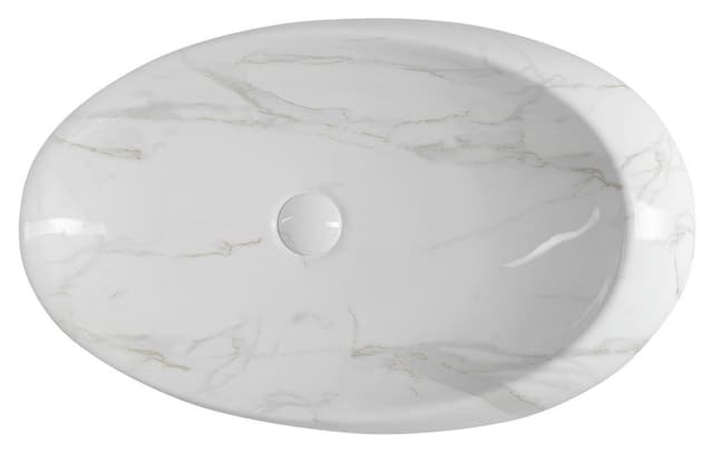 DALMA umywalka ceramiczna nablatowa 68x44 cm, carrara