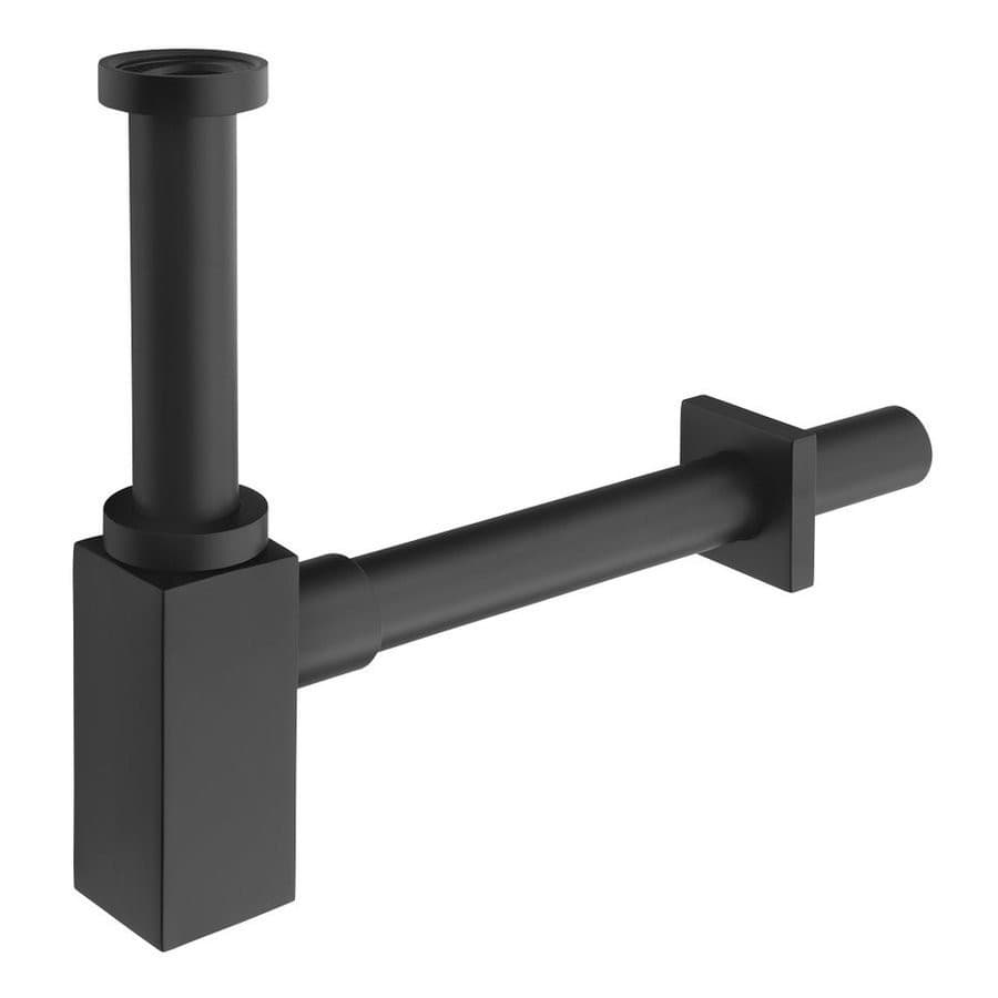Syfon umywalkowy 5/4&quot;, odpływ 32mm, kwadratowy, czarny mat