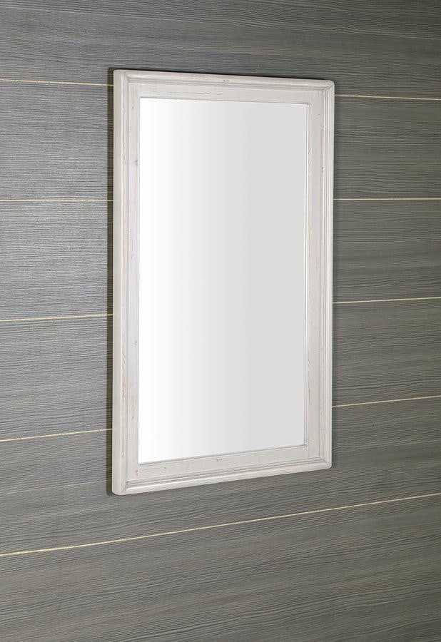 RETRO lustro w drewnianej ramie 70x115cm, starobiałe