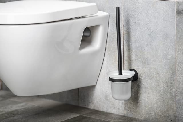 SAMBA wisząca szczotka do WC, szkło mleczne, czarny mat