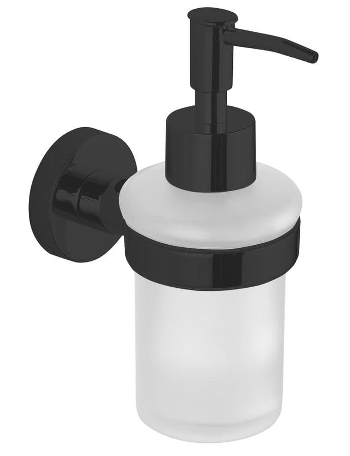 SAMBA dozownik mydła 150ml, szkło mleczne, czarny mat
