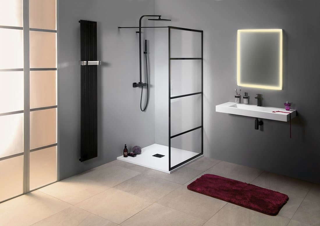 CURE BLACK walk-in, 800 mm, szkło czyste