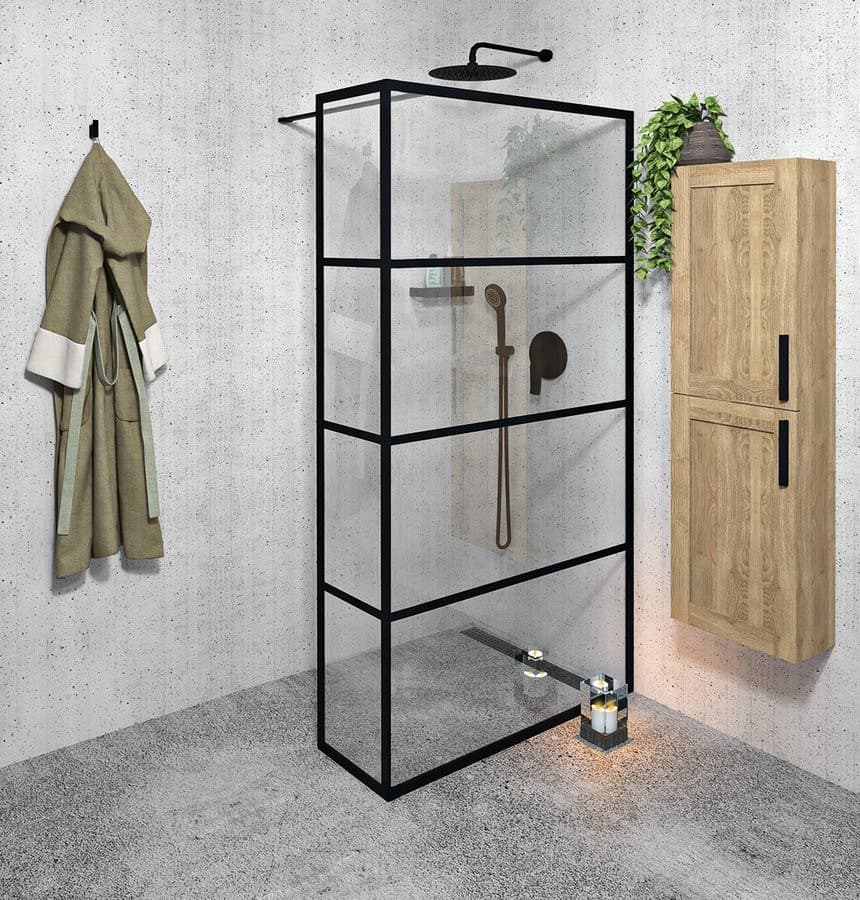 CURE BLACK walk-in, 800 mm, szkło czyste