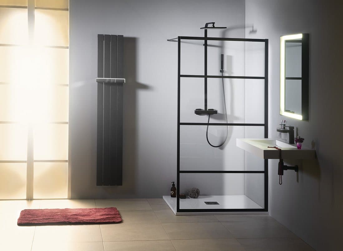 CURE BLACK walk-in 1100 mm, szkło czyste