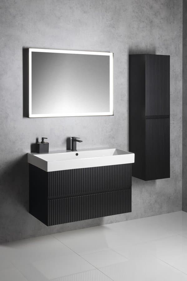 SORT lustro z oświetleniem LED 100x70cm, czarny mat
