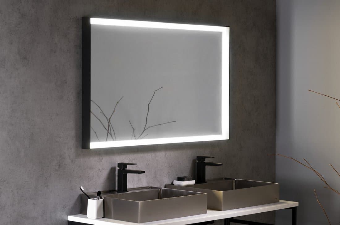 SORT lustro z oświetleniem LED 120x70cm, czarny mat