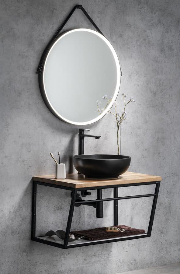 RONDANE umywalka ceramiczna nablatowa Ø 41cm, czarny mat