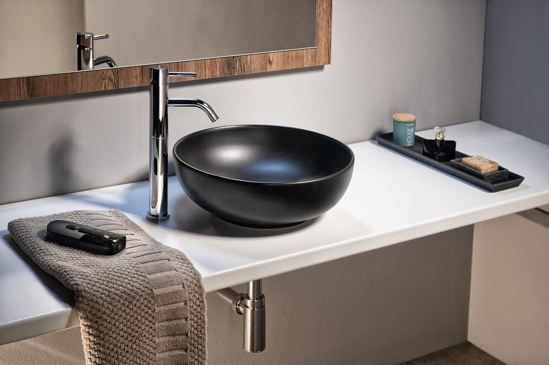 RONDANE umywalka ceramiczna nablatowa Ø 41cm, czarny mat
