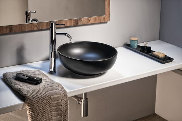 RONDANE umywalka ceramiczna nablatowa Ø 41cm, czarny mat