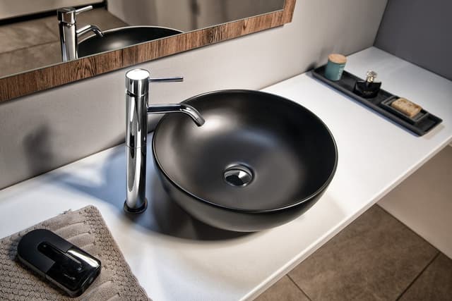 RONDANE umywalka ceramiczna nablatowa Ø 41cm, czarny mat