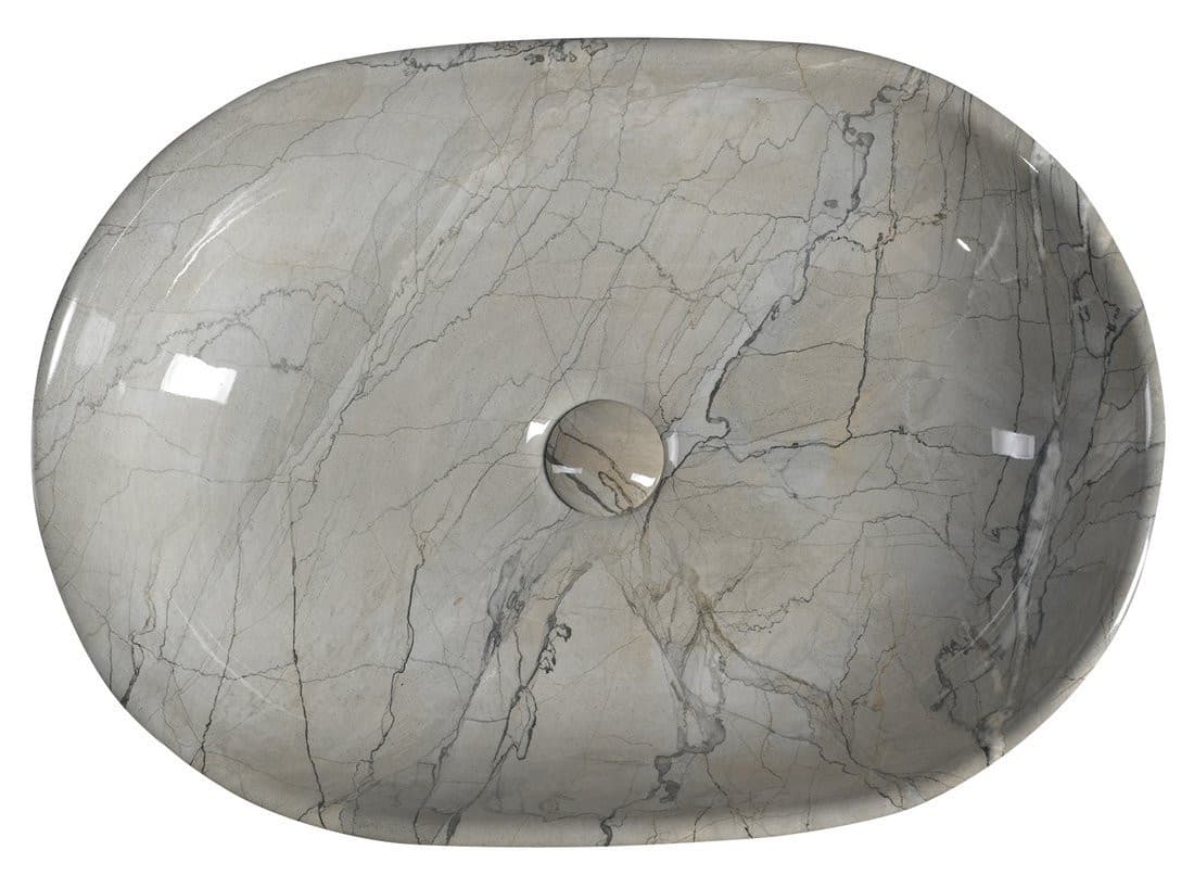 DALMA umywalka ceramiczna nablatowa 59x42 cm, grigio