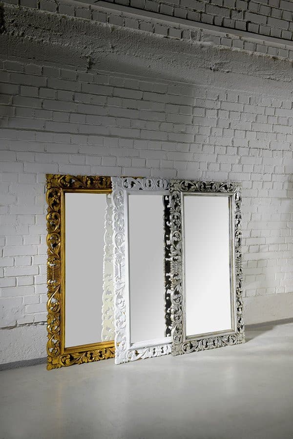 SCULE Lustro w ramie, 80x150cm, srebrny