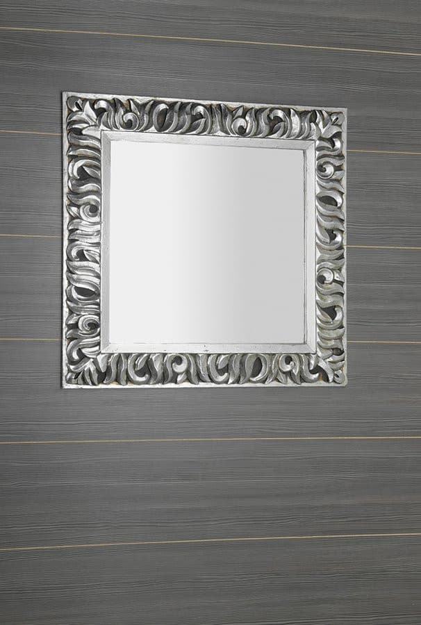 ZEEGRAS Lustro w ramie, 90x90cm, srebro