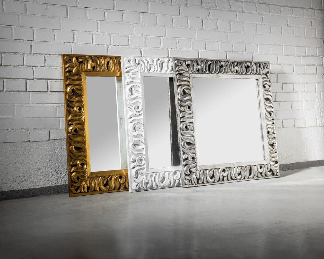 ZEEGRAS Lustro w ramie, 90x90cm, srebro