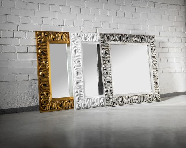 ZEEGRAS Lustro w ramie, 90x90cm, srebro