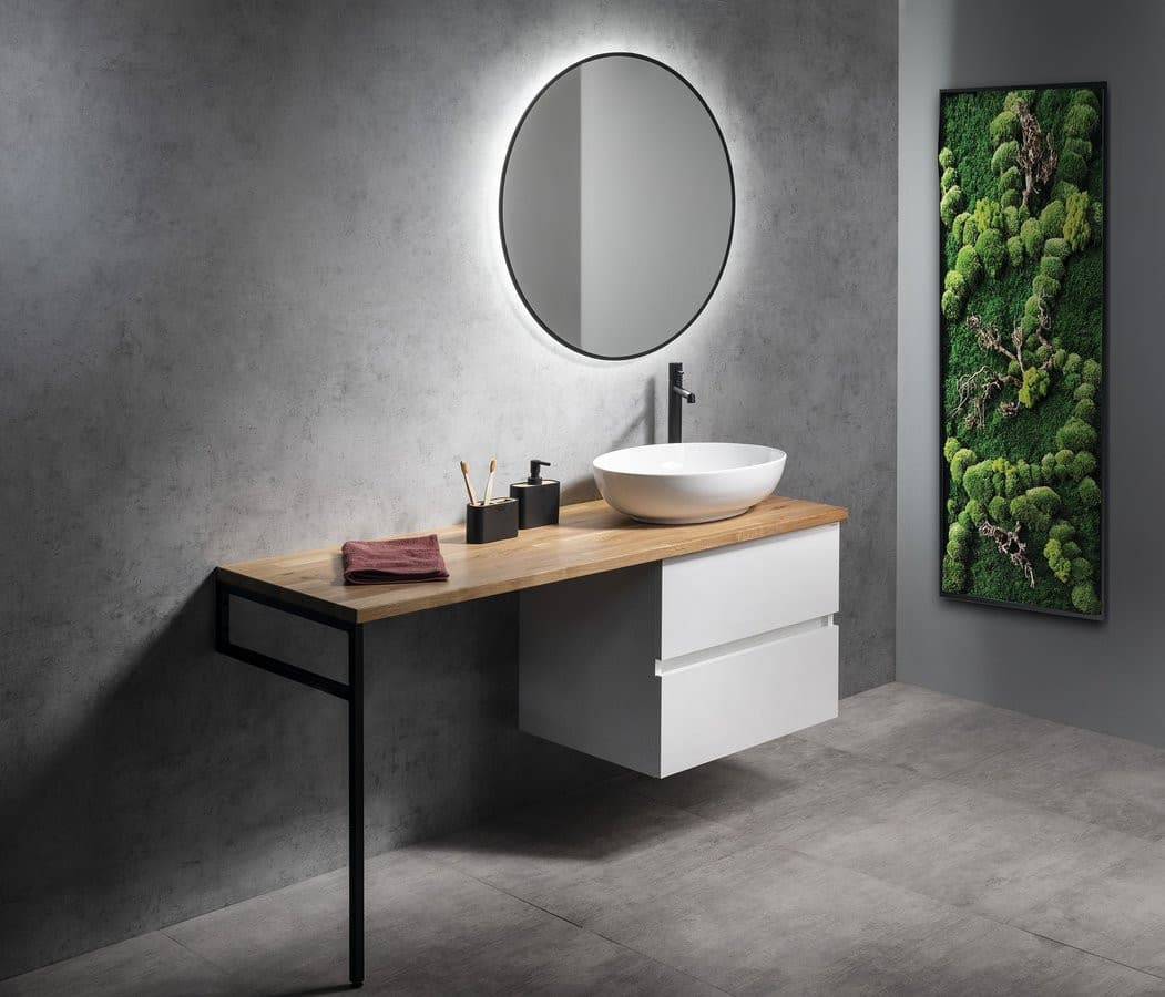 SHARON lustro z podświetleniem LED Ø 80 cm, czarny mat