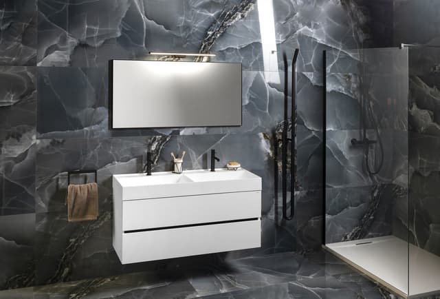 GODIVA umywalka kompozytowa podwójna 119x44cm, biały