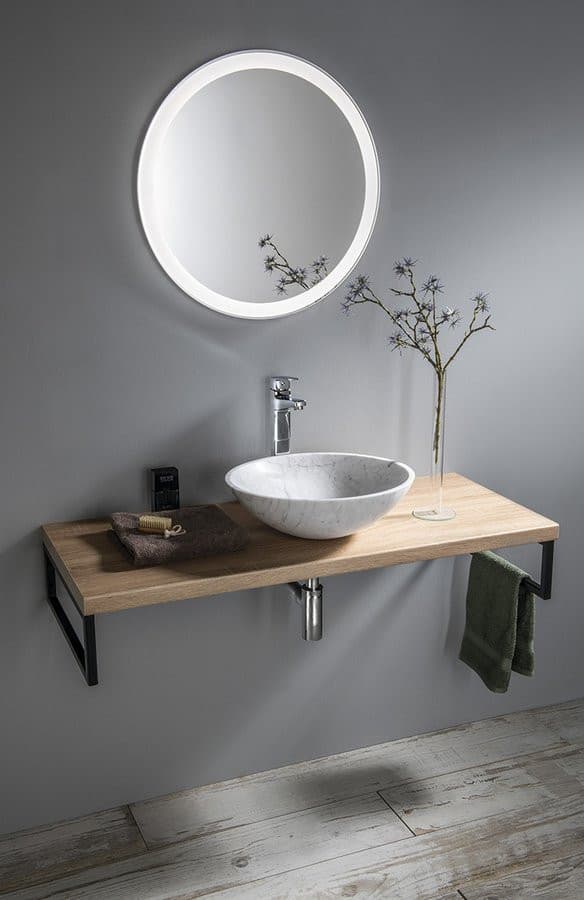 BLOK umywalka kamienna Ø 42 cm, biała carrara mat