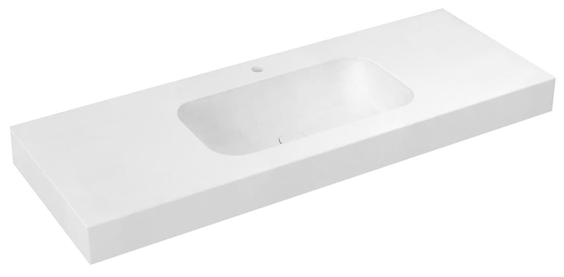 EMICO umywalka, 130x50 cm, wersja L, Rockstone biały mat