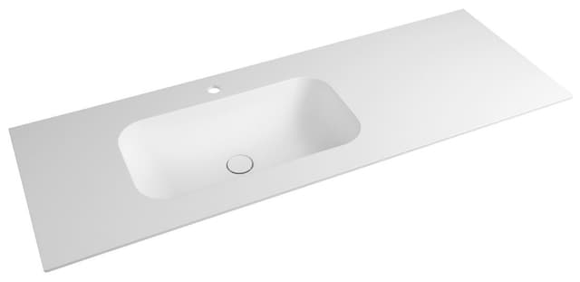 ARUBA umywalka lewa, 130x51,5 cm, Rockstone biały mat