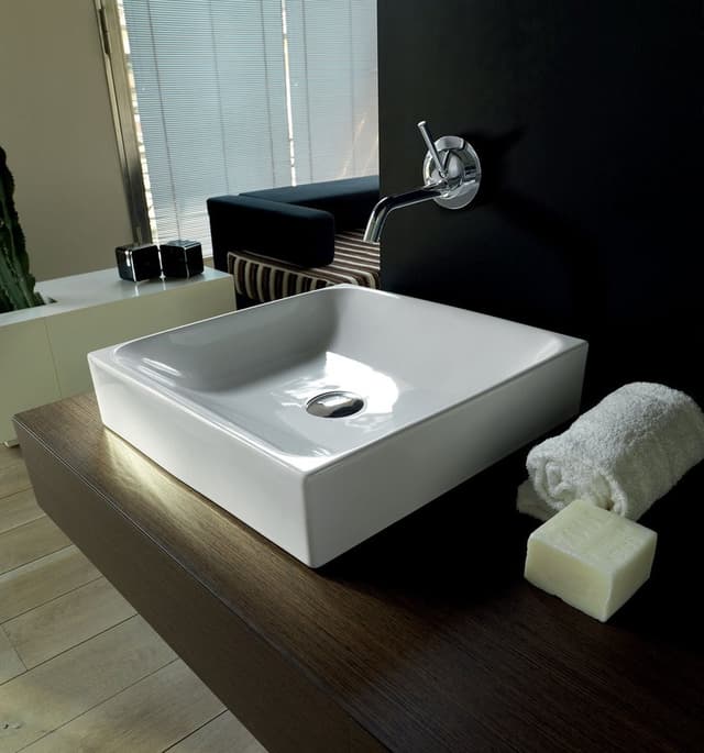 CENTO umywalka ceramiczna nablatowa 45x45cm, biały