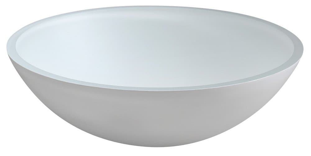 TELICA szklana umywalka nablatowa Ø 42 cm, biały mat
