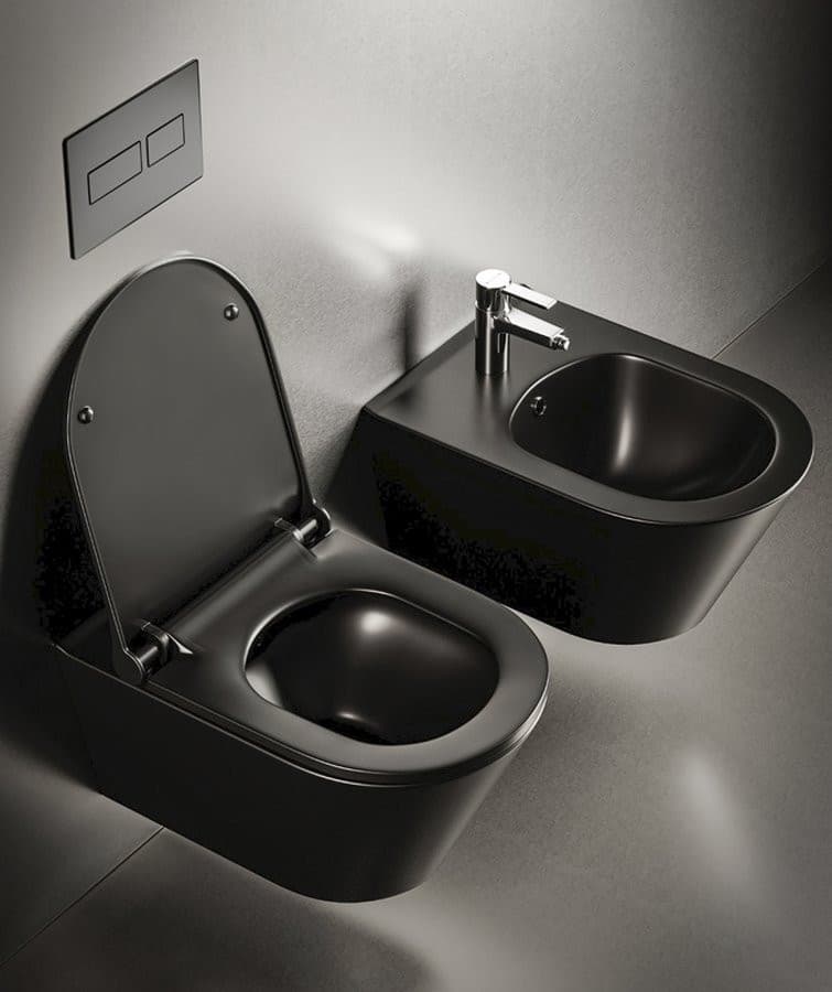 AVVA WC wiszące, Rimless, 35,5x53cm, czarny mat