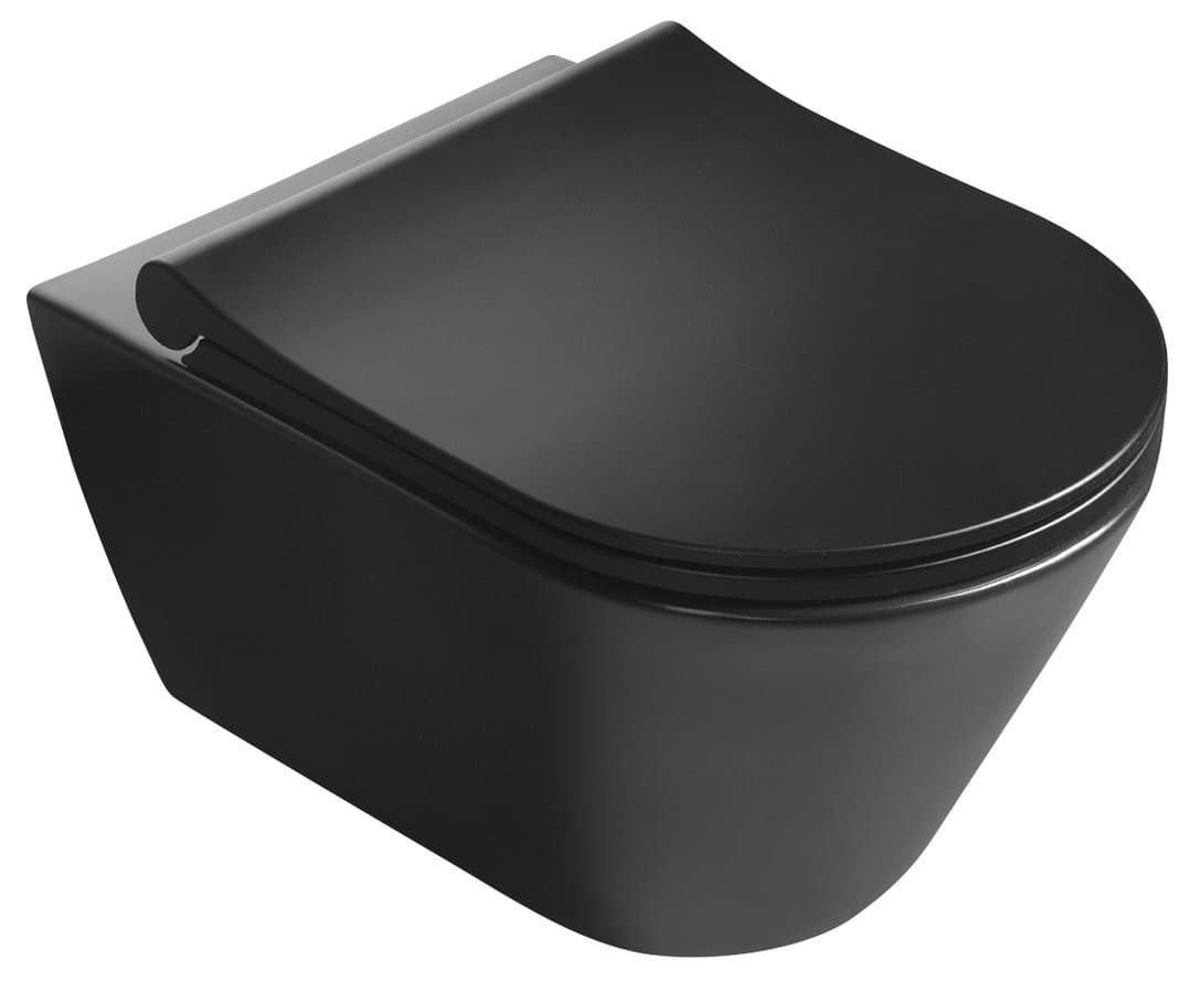 AVVA WC wiszące, Rimless, 35,5x53cm, czarny mat