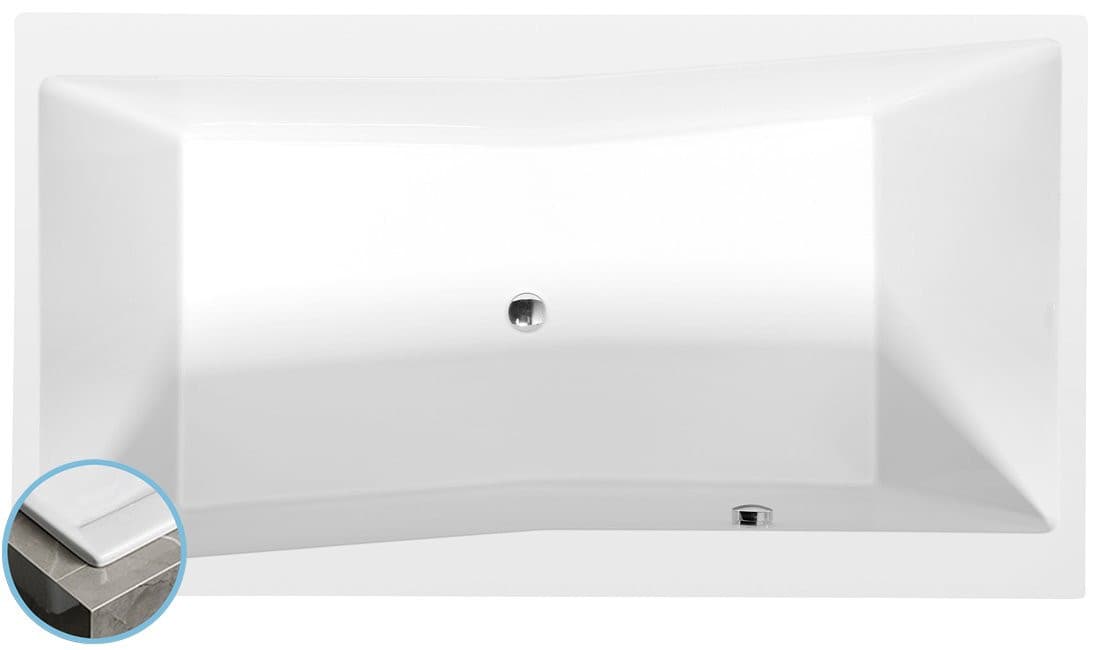 QUEST SLIM wanna prostokątna 180x100x49cm, biała