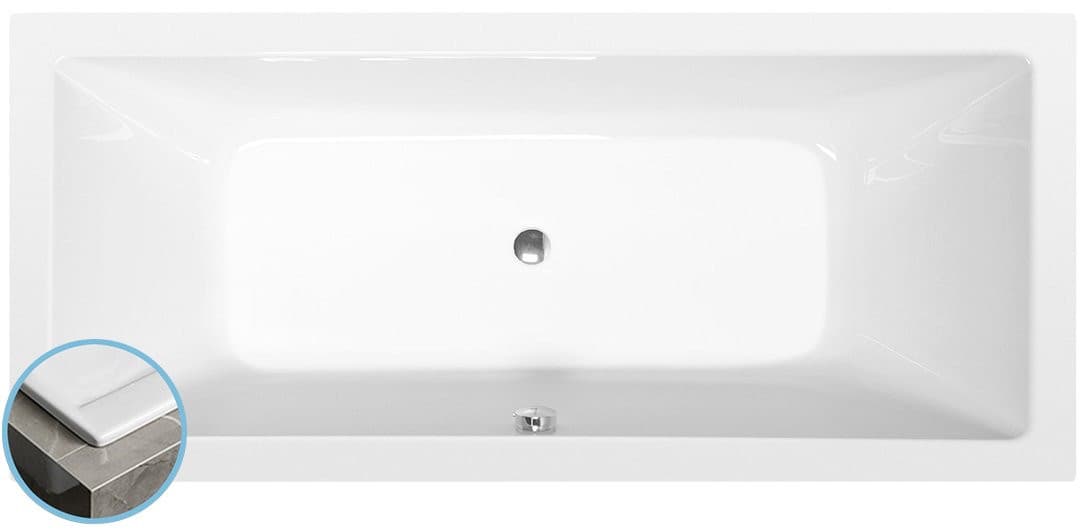 KRYSTA SLIM wanna prostokątna 180x80x39cm, biała