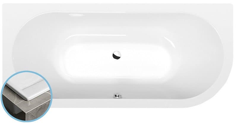 VIVA L SLIM wanna asymetryczna 185x80x47cm, biała