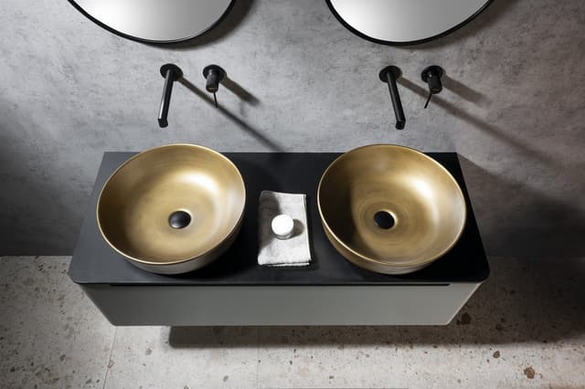 PRIORI umywalka ceramiczna nablatowa Ø 41,5 cm, brąz