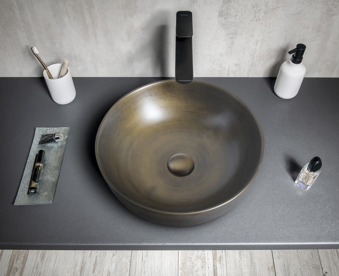 PRIORI umywalka ceramiczna nablatowa Ø 41,5 cm, brąz
