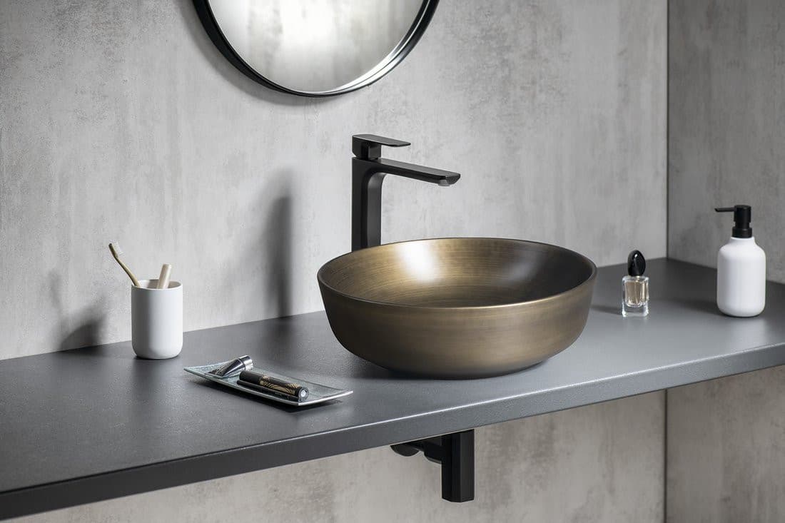 PRIORI umywalka ceramiczna nablatowa Ø 41,5 cm, brąz