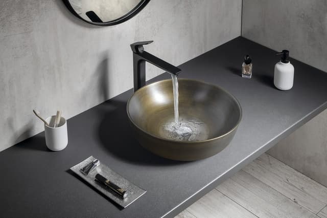 PRIORI umywalka ceramiczna nablatowa Ø 41,5 cm, brąz